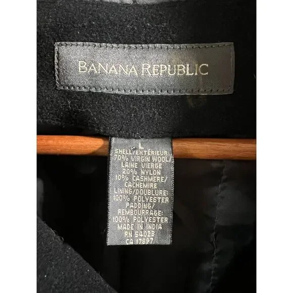 Banana Republic Black Wool Blend Zip Up Jacket Classic Professional Outerwear‎ - Picture 2 of 6